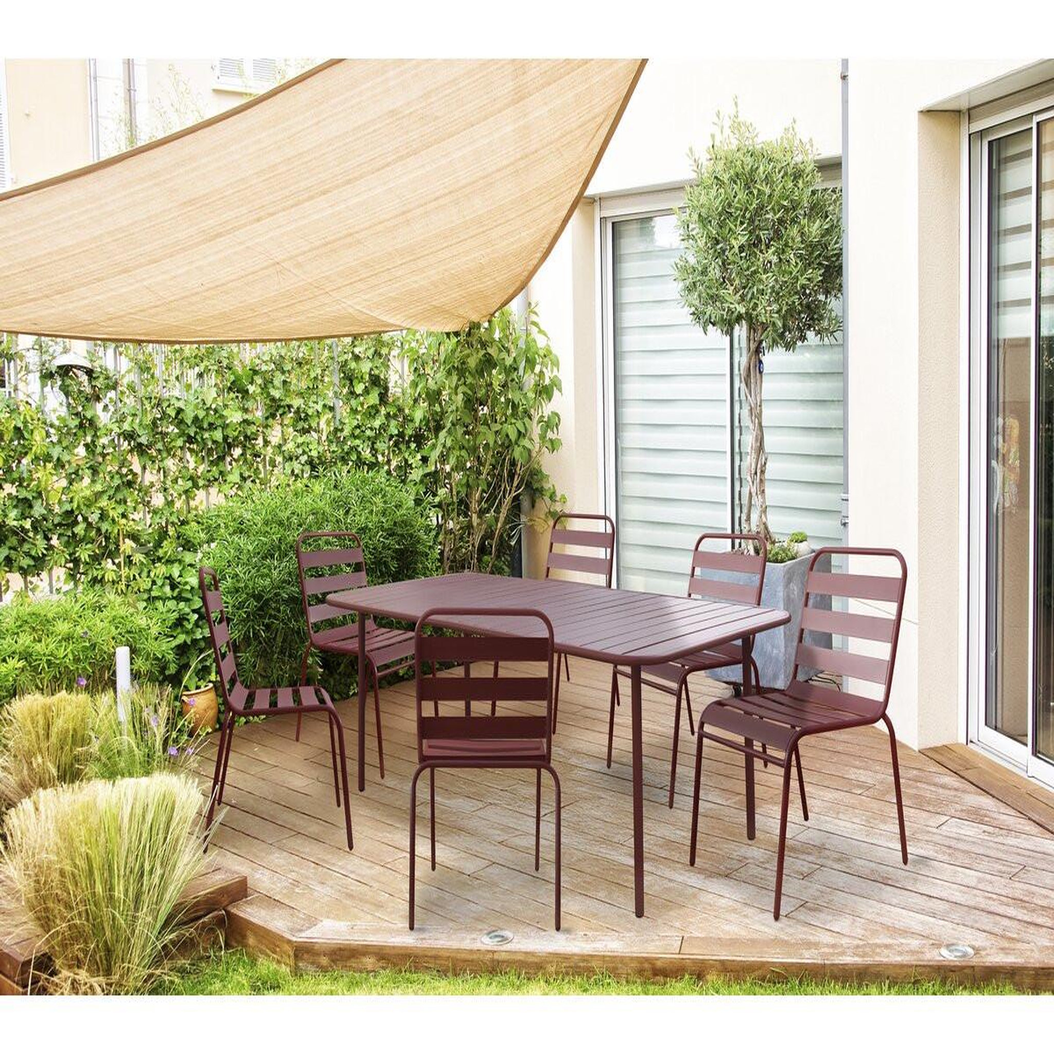 Voir la diapositive 2 : Habitat et Jardin Table jardin en métal  Bilbao  - 180 x 90 x 71 cm - Terracotta