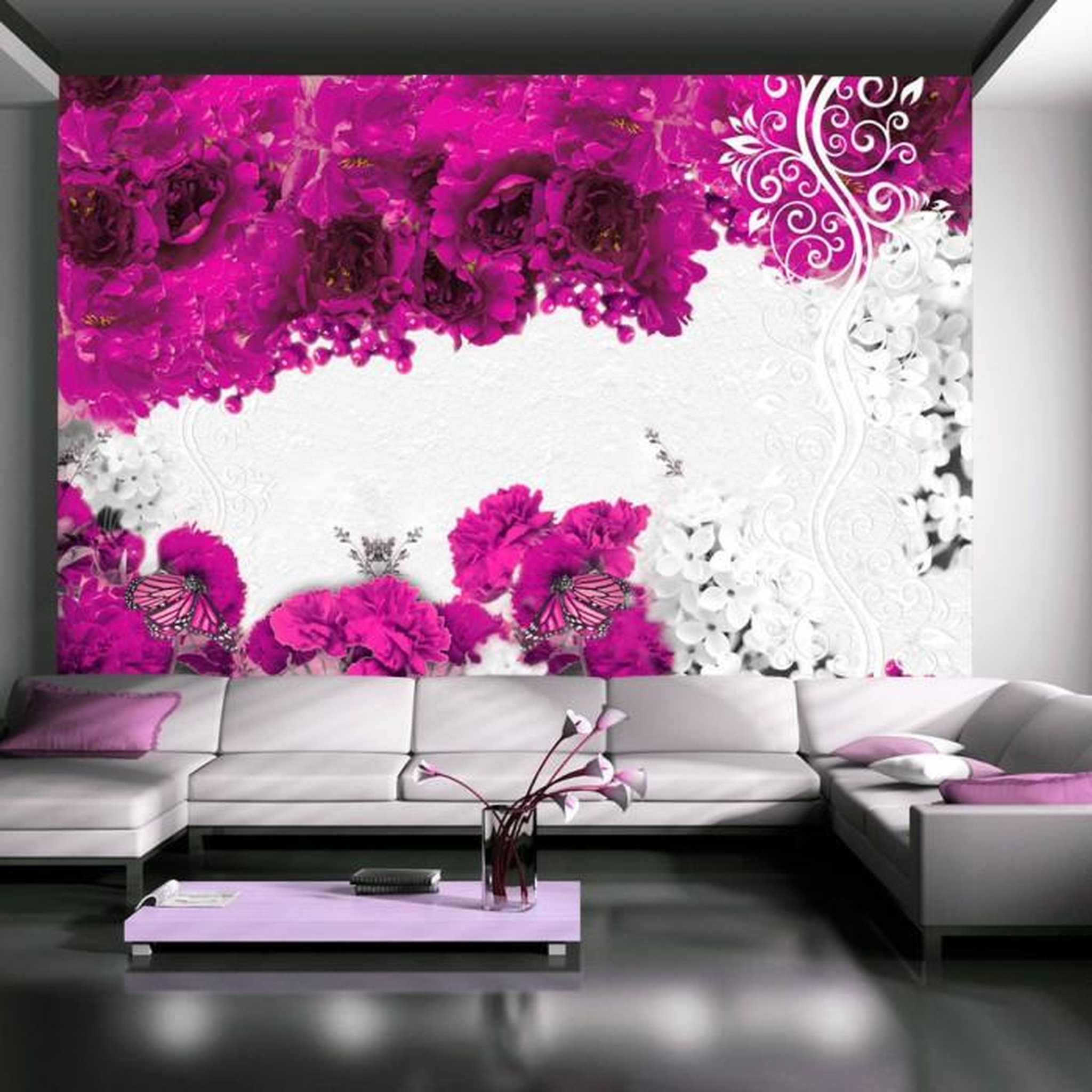 Paris Prix Papier Peint  Colors of Spring : Fuchsia. Coloris disponibles : Multicolore