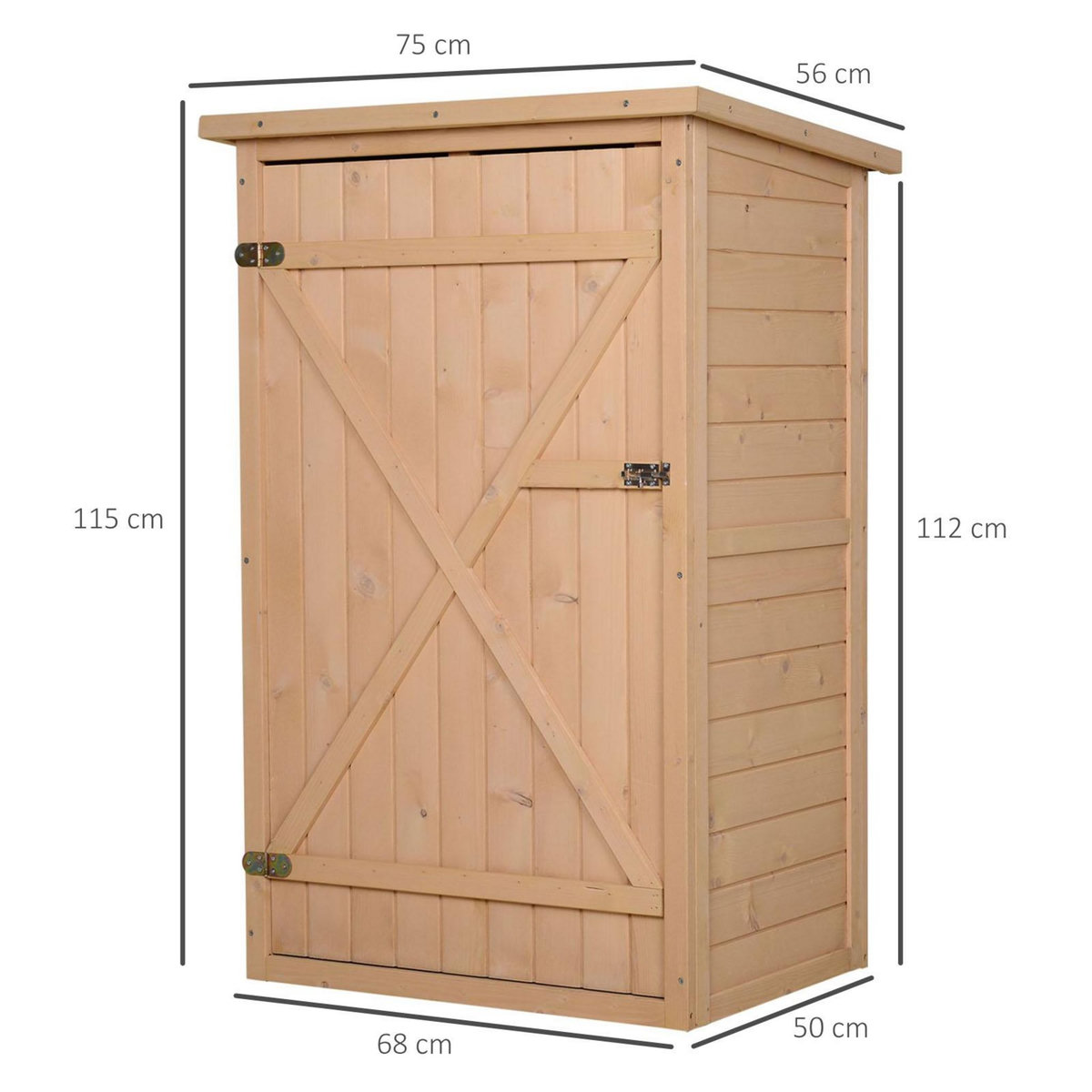 OUTSUNNY Armoire abri de jardin remise pour outils - grande porte verrouillable loquet - 2 étagères - toit bitumé incliné bois de sapin pré-huilé