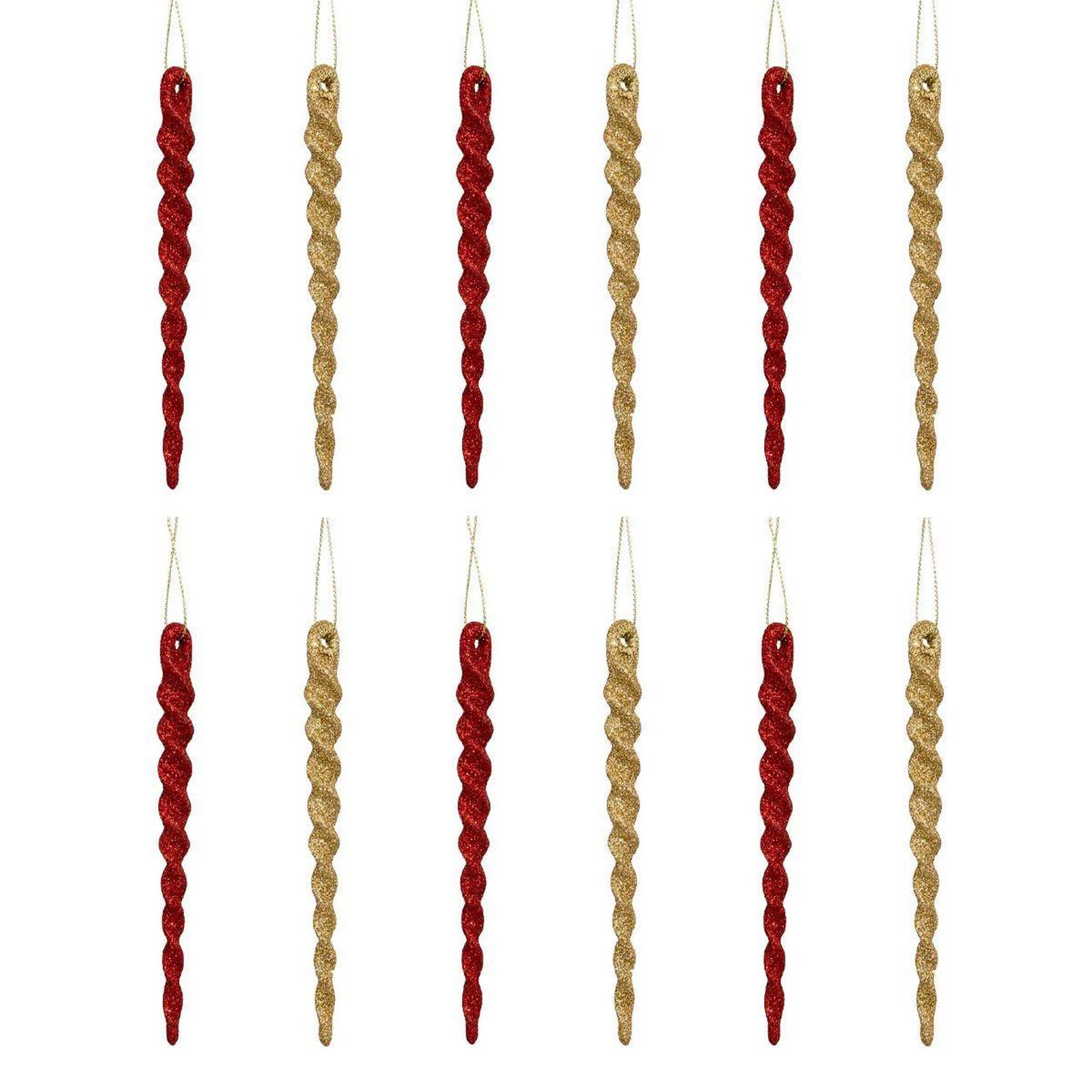ATMOSPHERA Lot de 12 sujets de noël  glaçons  13cm rouge & or