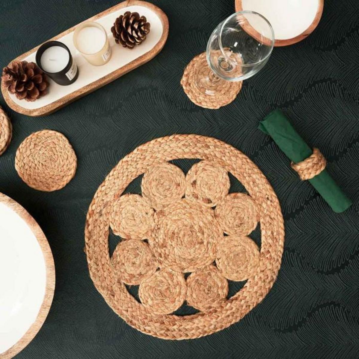 Paris Prix Set de Table Rond Déco  Jute Ajouré  35cm Naturel