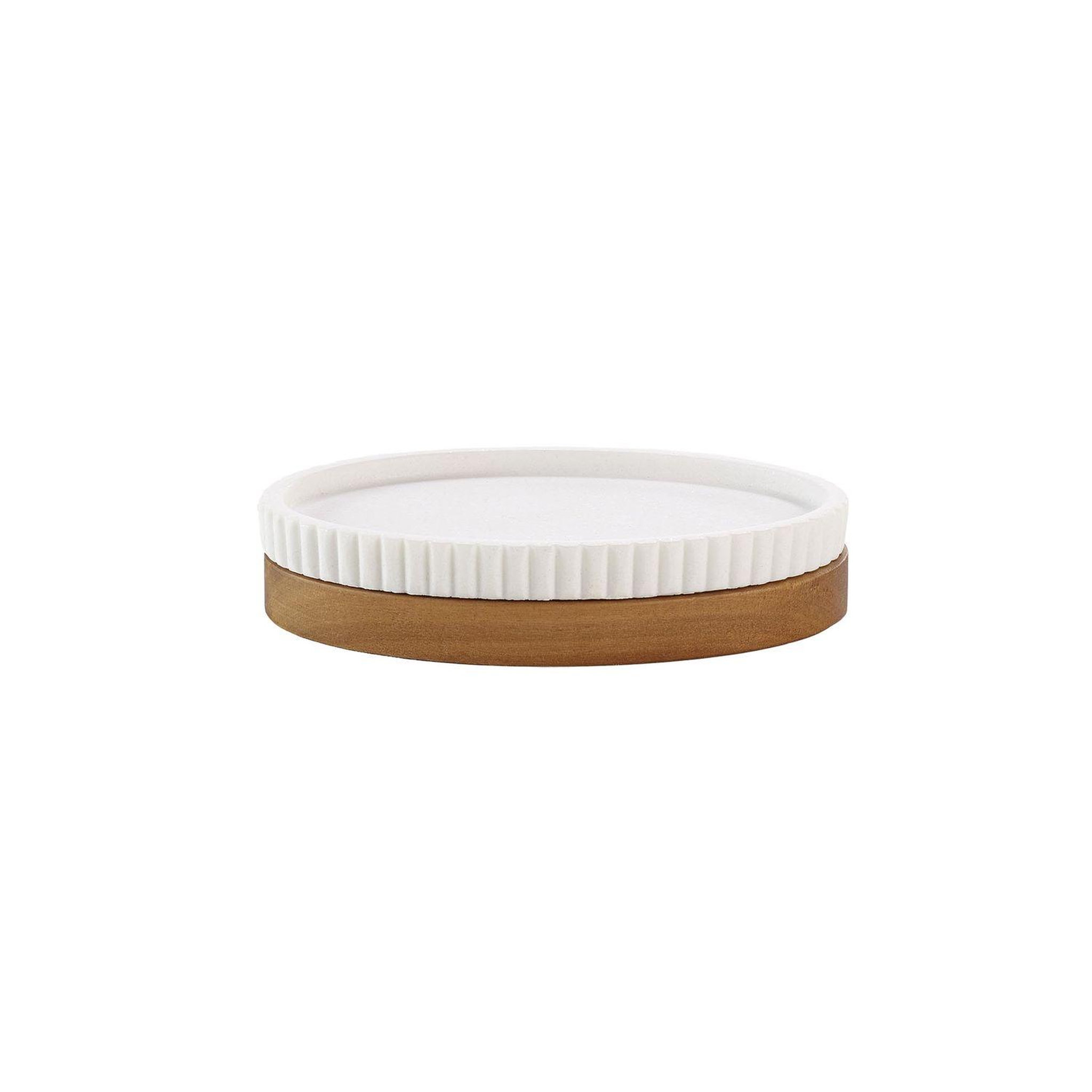 Douceur d'Intérieur Porte savon hamilton effet pierre et acacia - blanc