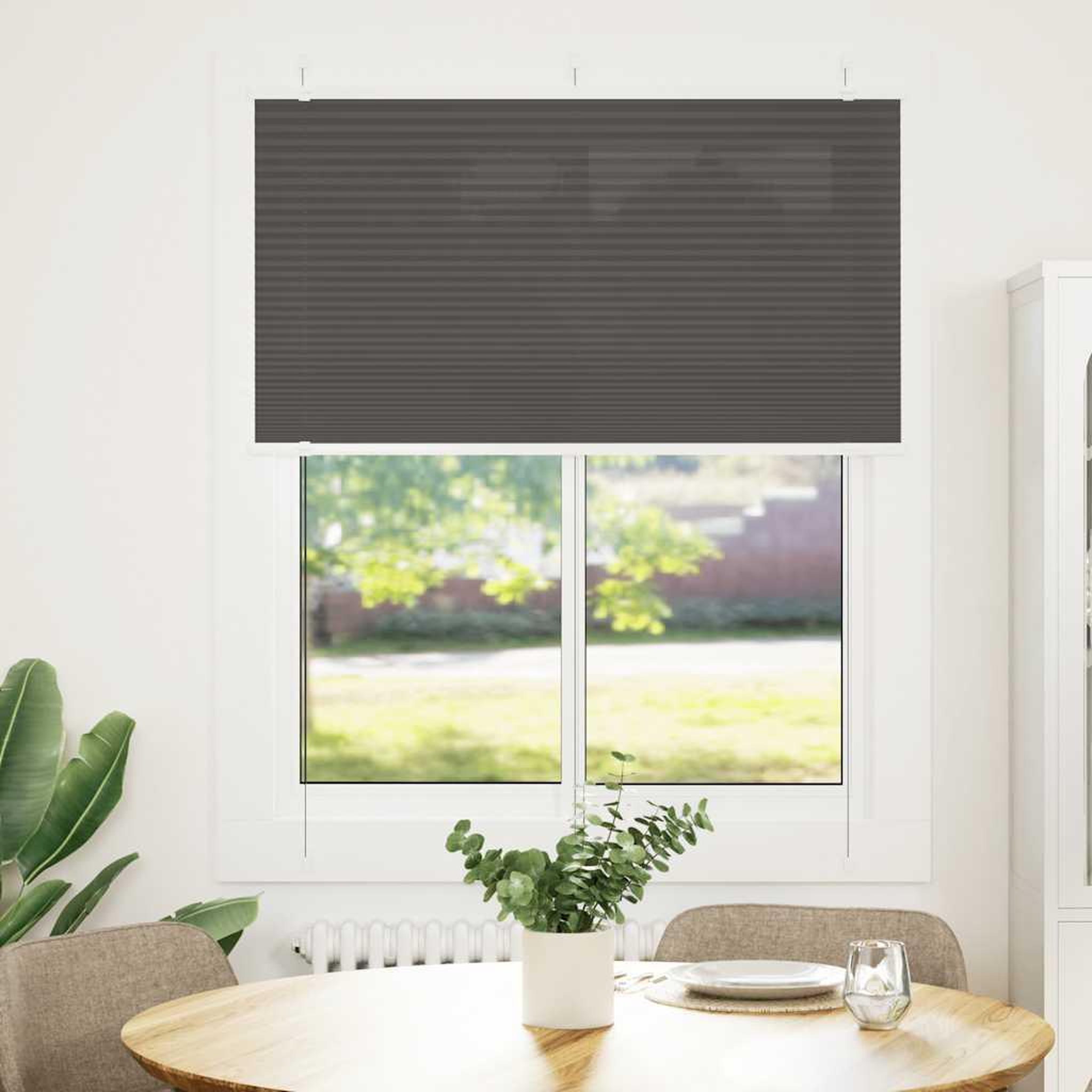 Voir la diapositive 2 : VIDAXL Store plisse noir 105x150 cm largeur du tissu 104,4cm polyester