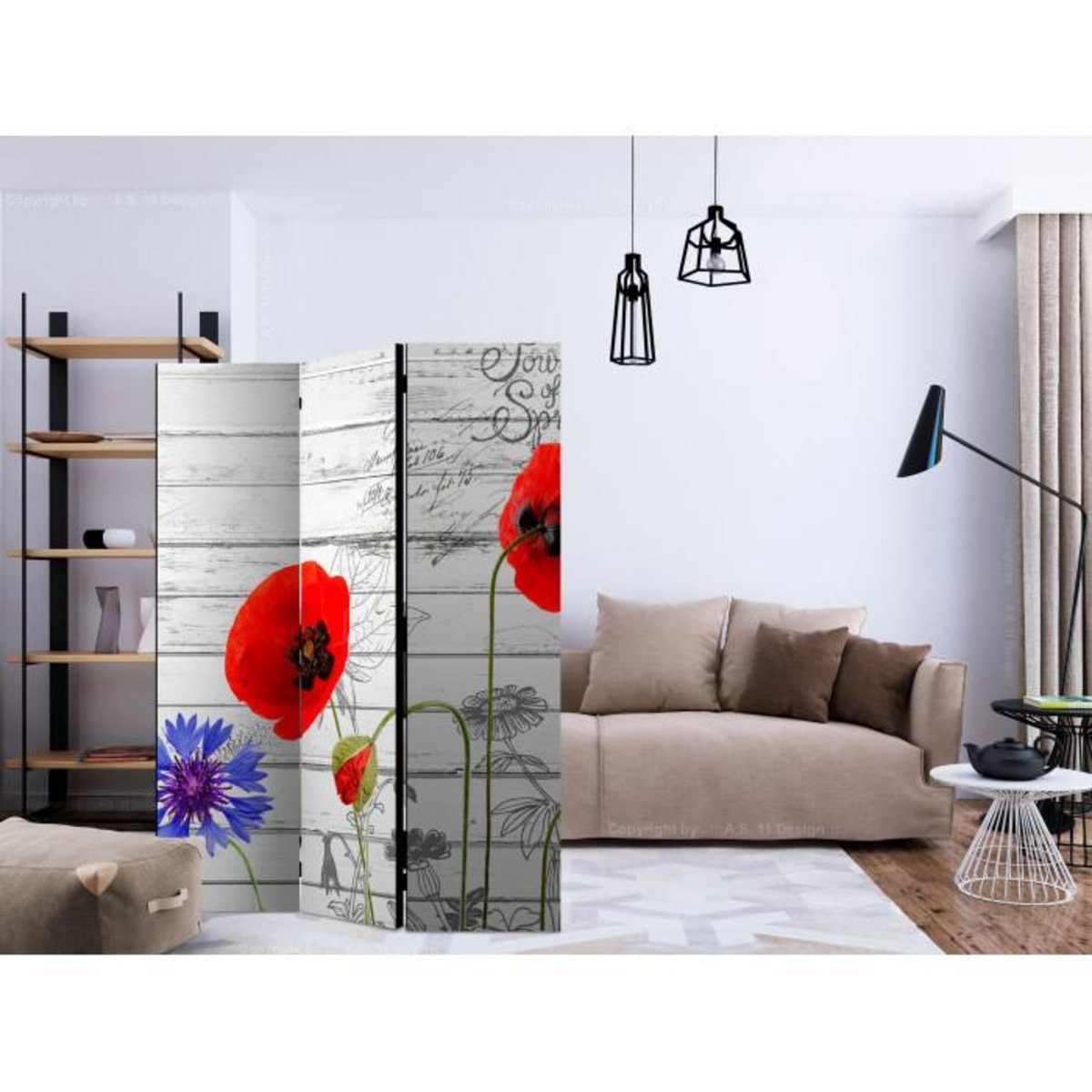 Paris Prix Paravent 3 Volets  Wildflowers  135x172cm