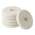 Paris Prix Lot de 6 Dessous de Verre en Marbre  Marci  10cm Blanc