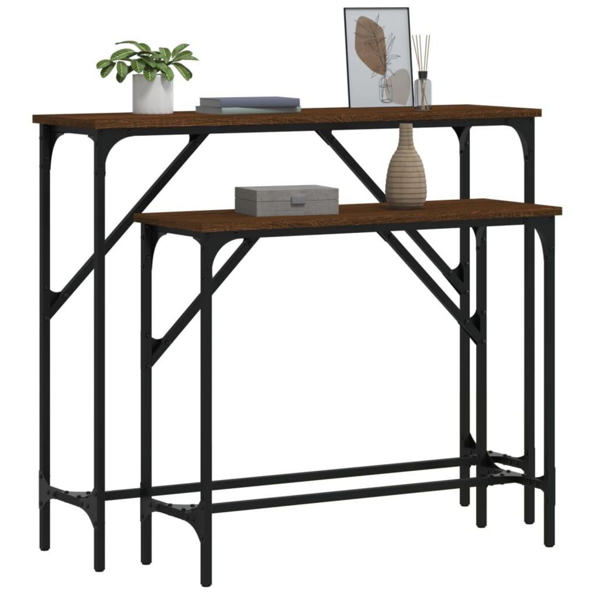 VIDAXL Tables console 2 pcs chene marron bois d'ingenierie