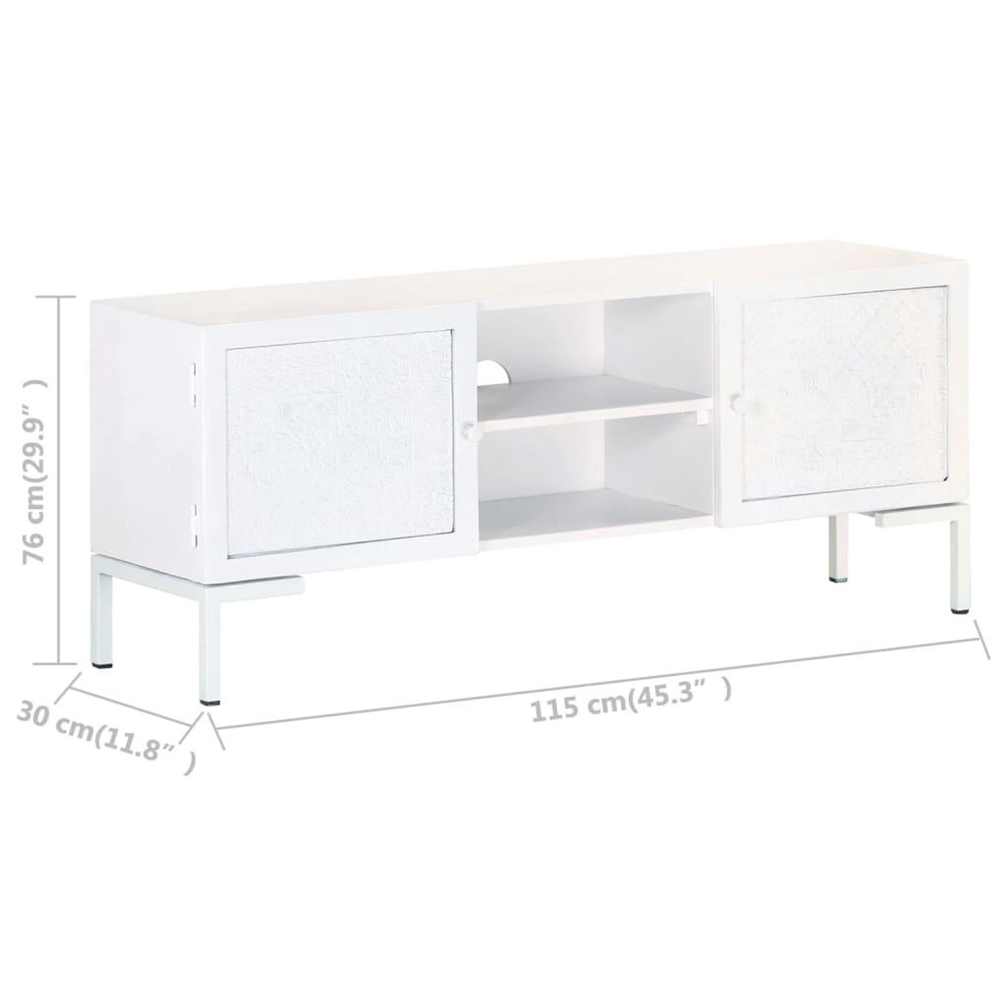 Voir la diapositive 6 : VIDAXL Meuble tv blanc 115x30x46 cm bois massif de manguier