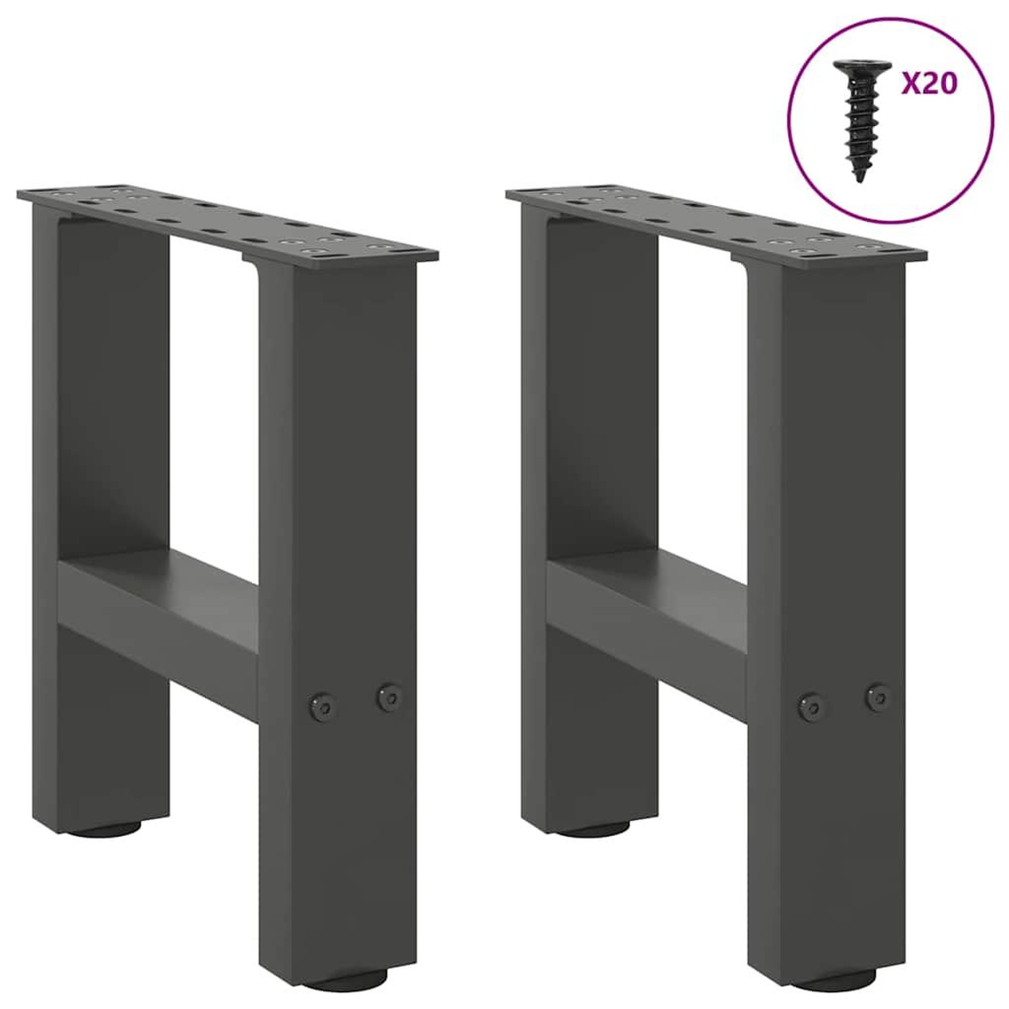 Voir la diapositive 4 : VIDAXL Pieds de table basse anthracite 2 pcs 40x(30-31) cm acier