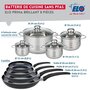 Voir la diapositive 2 : ELO Ensemble de 4 Poêles de cuisson 20, 24, 28 et 32 cm et 4 faitouts 12, 14, 16 et 24 cm Elo Prima Brillant