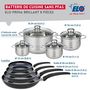 Voir la diapositive 2 : ELO Ensemble de 4 Poêles de cuisson 20, 24, 28 et 32 cm et 4 faitouts 12, 14, 16 et 24 cm Elo Prima Brillant
