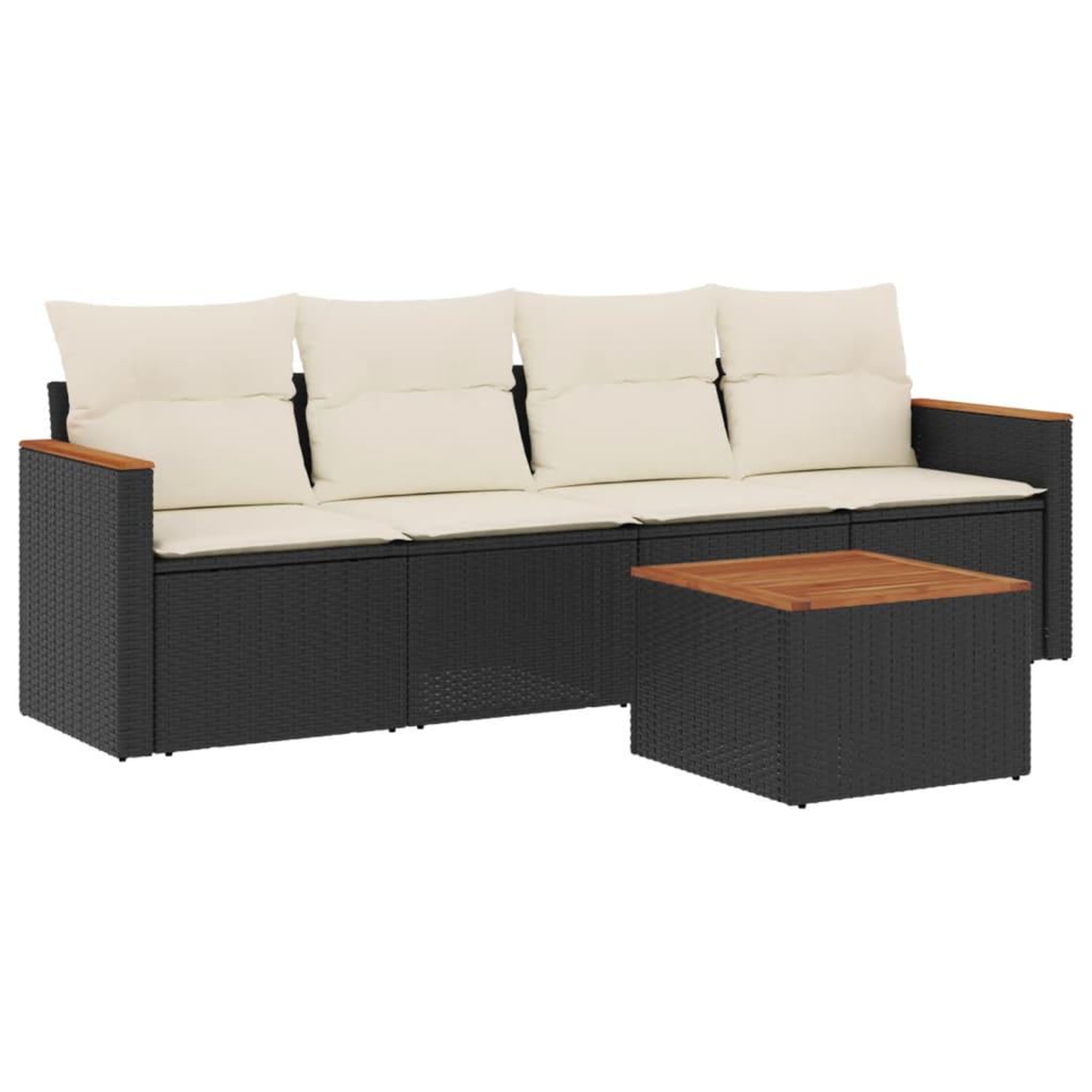 Voir la diapositive 2 : VIDAXL Salon de jardin 5 pcs avec coussins noir resine tressee