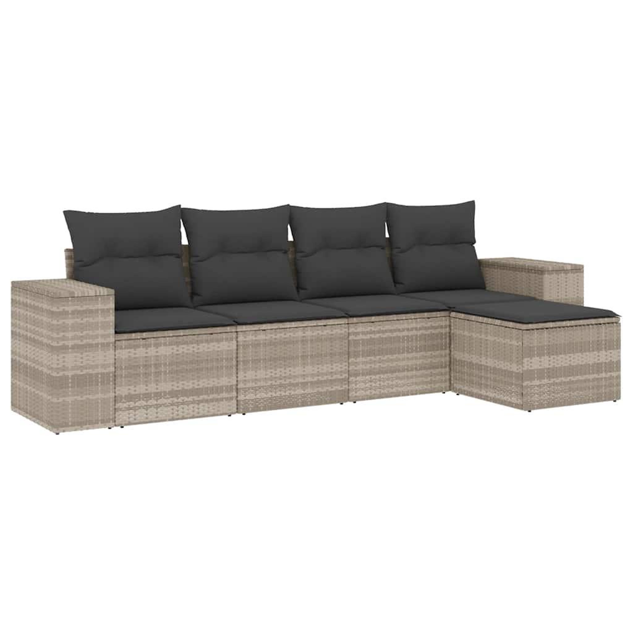 Voir la diapositive 2 : VIDAXL Salon de jardin 5 pcs avec coussins gris clair resine tressee