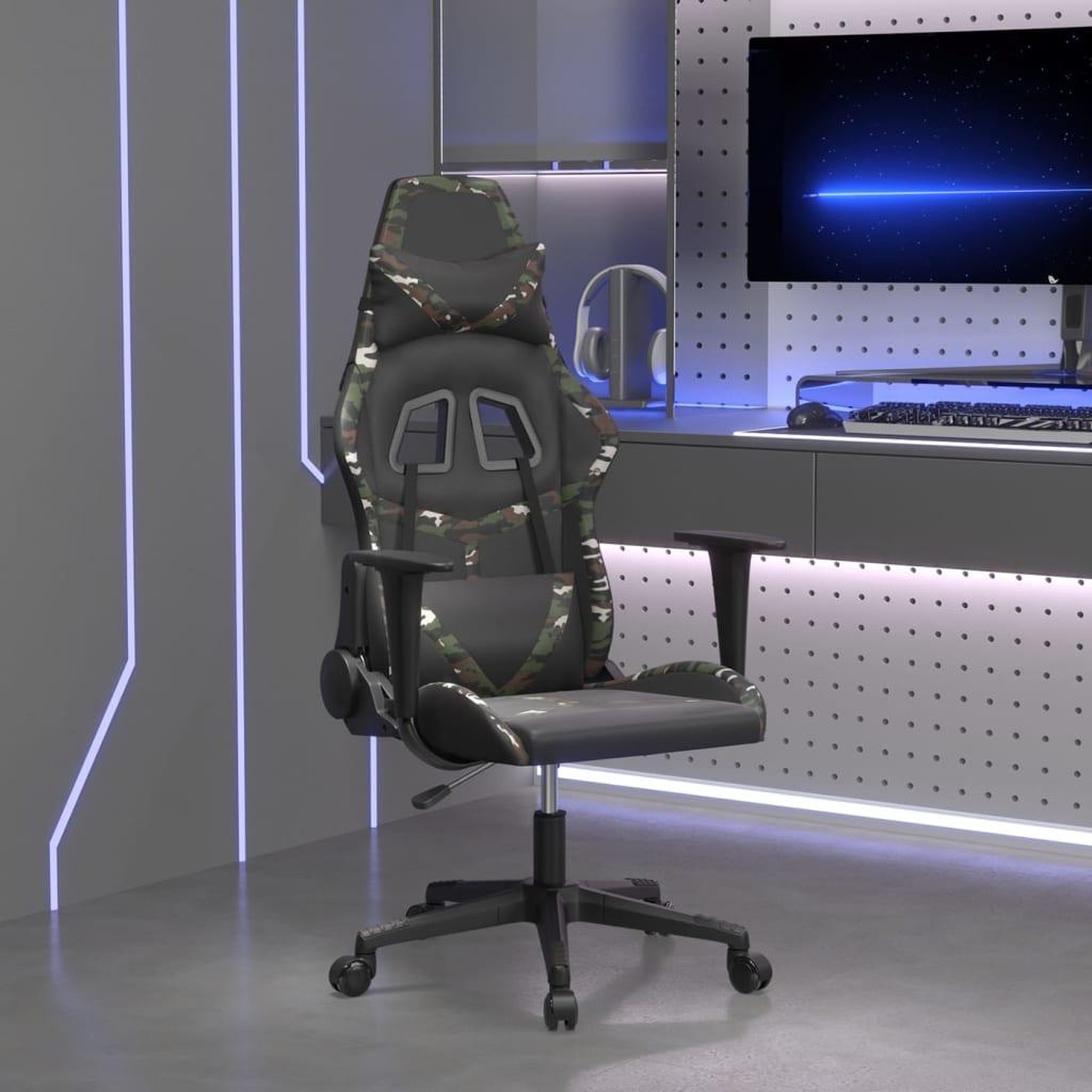 VIDAXL Chaise de jeu Noir et camouflage Similicuir