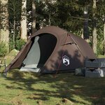 VIDAXL Tente de camping tunnel 2 personnes marron impermeable