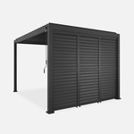 SWEEEK Pergola bioclimatique aluminium 4x3m + 3 persiennes 100cm lames orientables Triomphe. Coloris disponibles : Blanc, Gris
