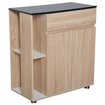 HOMCOM HOMCOM Chariot de service desserte de cuisine à roulettes multi-rangements placard double portes + 2 étagères + tiroir panneaux particules chêne noir