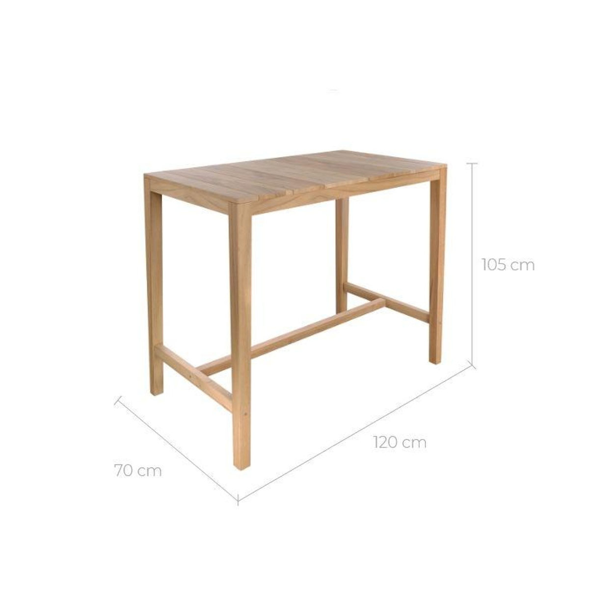 Rendez vous déco Table de bar d'extérieur en bois de teck massif 4 personnes-Tunga