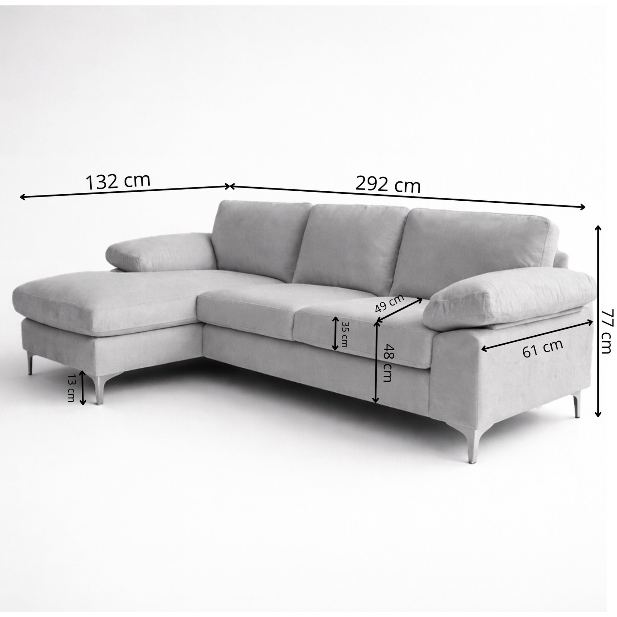 Voir la diapositive 4 : CONCEPT USINE Canapé d'angle gauche 4-5 places en velours gris galway
