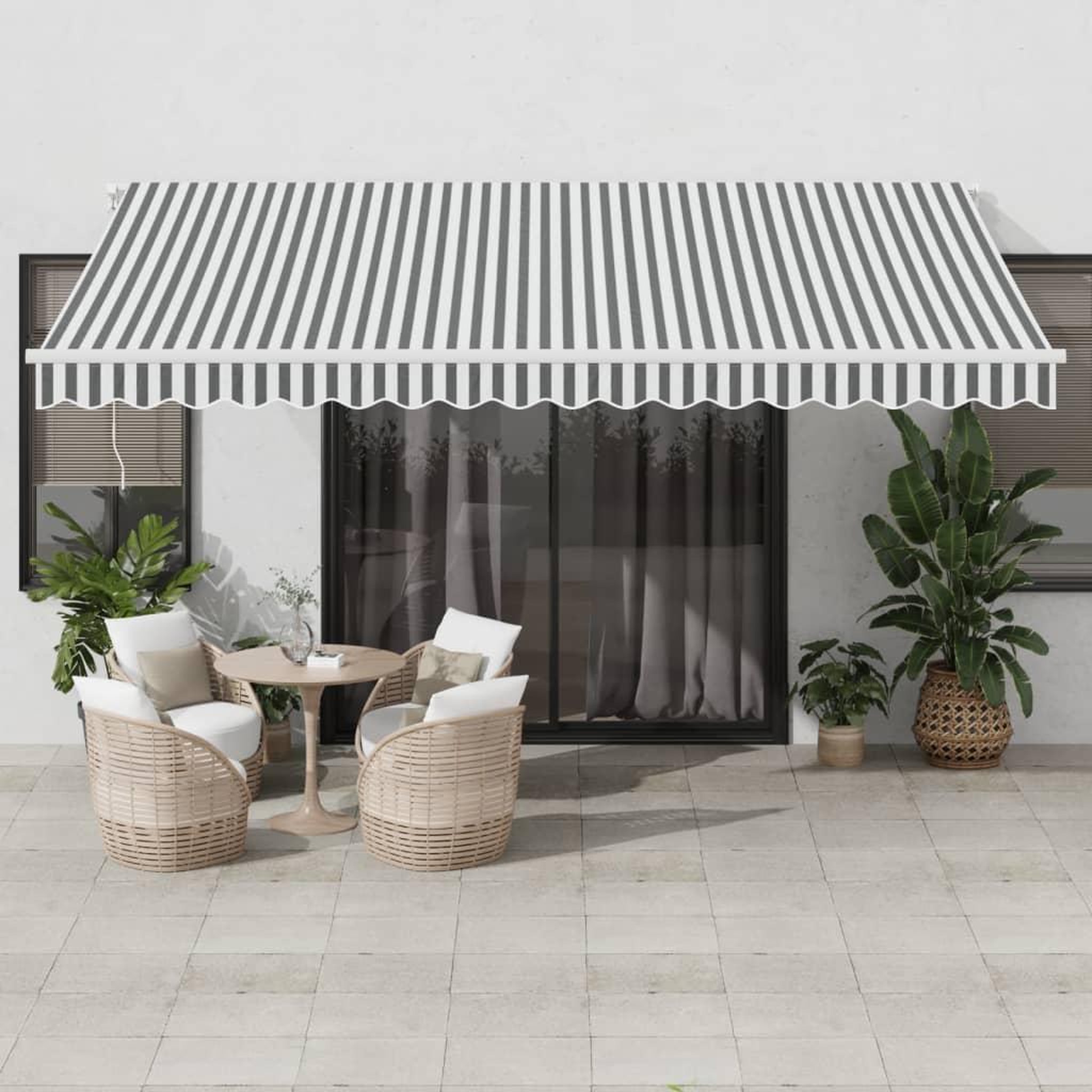 VIDAXL Auvent manuel retractable avec LED anthracite blanc 450x350 cm