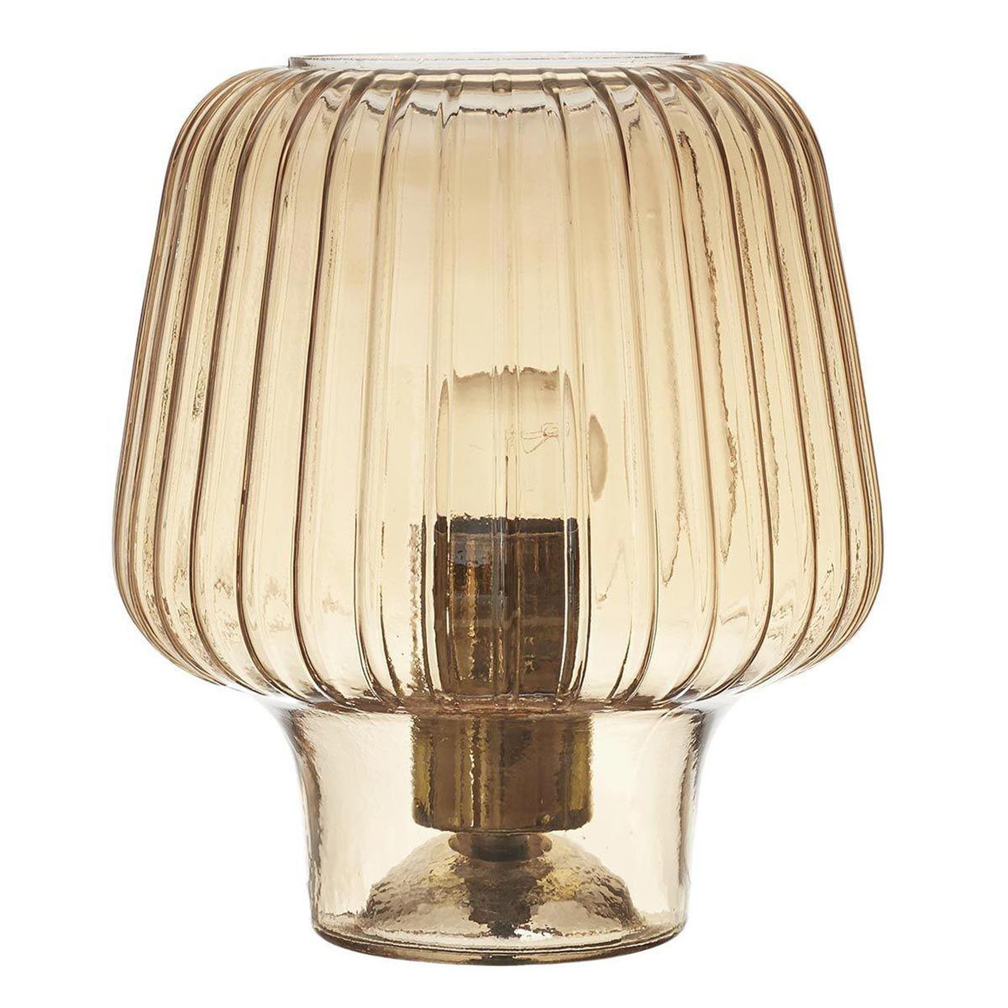 The Home Deco Factory Lampe à poser verre fumé  champignon  21cm ambre