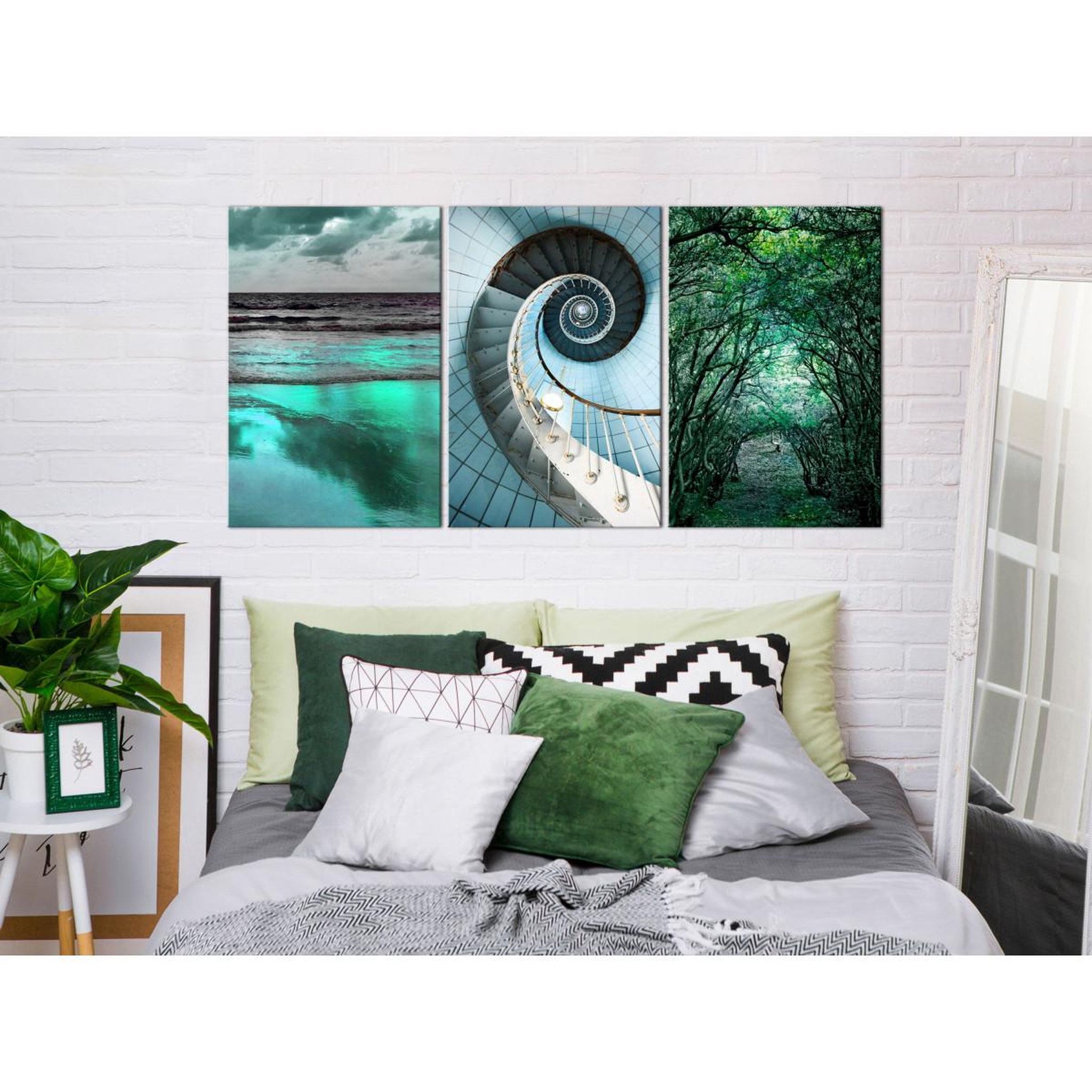 Voir la diapositive 2 : Paris Prix Tableau imprimé  faces of nature 3 panneaux  60x120cm