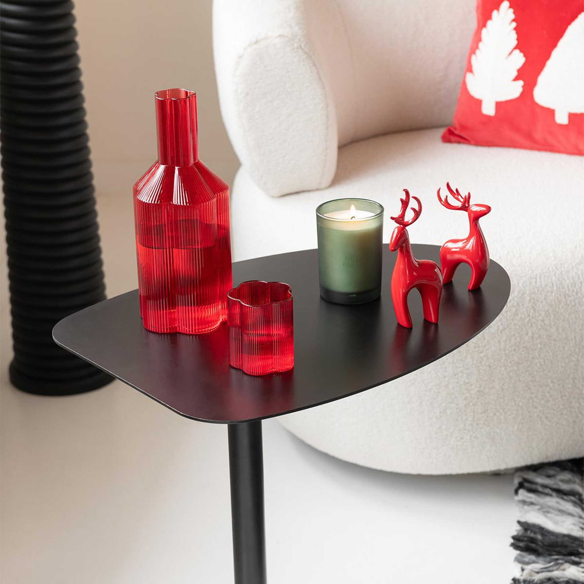 Voir la diapositive 5 : J-LINE Carafe en verre  fiole  27cm rouge
