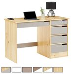 IDIMEX Bureau en pin massif HUGO. Coloris disponibles : Bicolore, Blanc