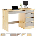 IDIMEX Bureau en pin massif HUGO. Coloris disponibles : Bicolore, Marron, Blanc