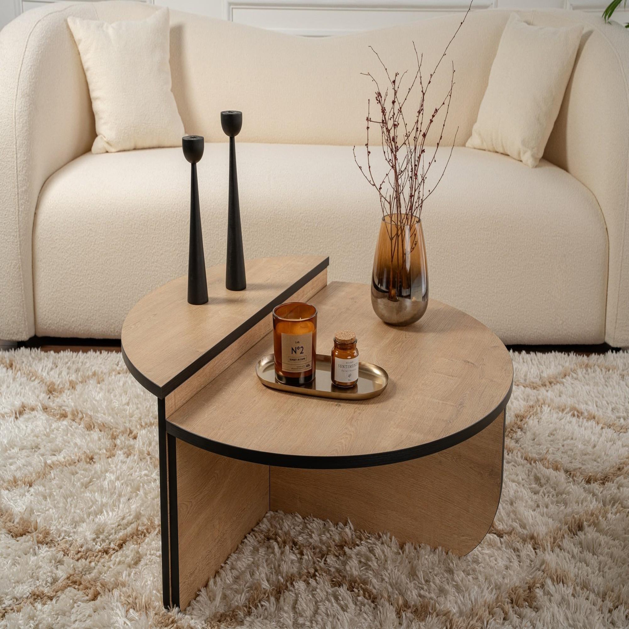 Voir la diapositive 2 : Habitat et Jardin Table basse en bois  orion  90 x 60 x 30 cm - chêne à miel