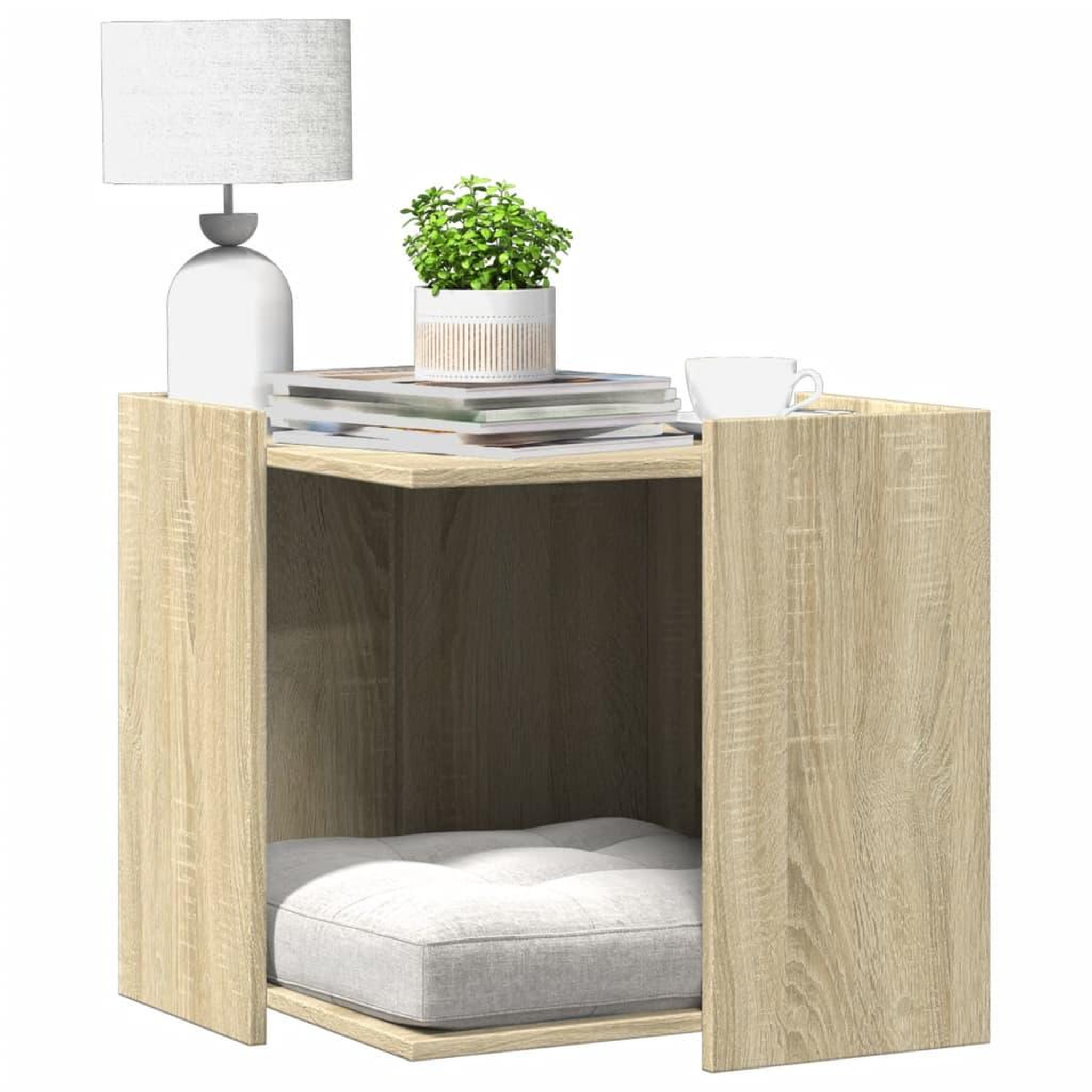 VIDAXL Meuble de bac a litiere pour chat chene sonoma bois ingenierie