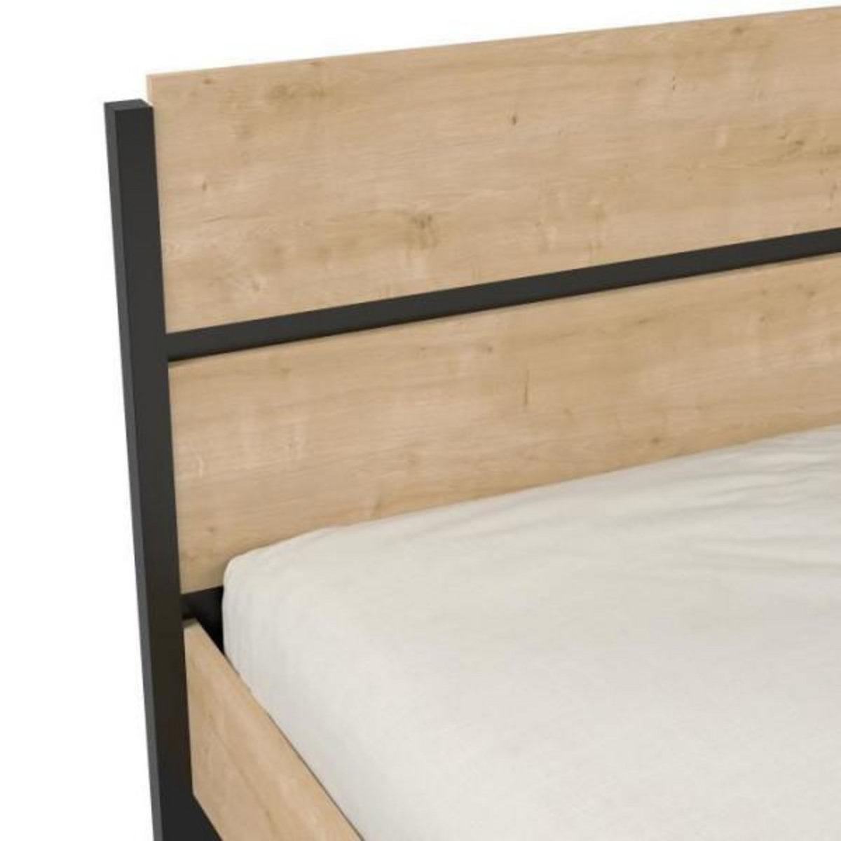 Demeyere Ensemble lit adulte CRAFT 140x190/200 cm - 2 chevets + armoire - Mélaminé - Décor chene Hamilton - Fabrication française - D