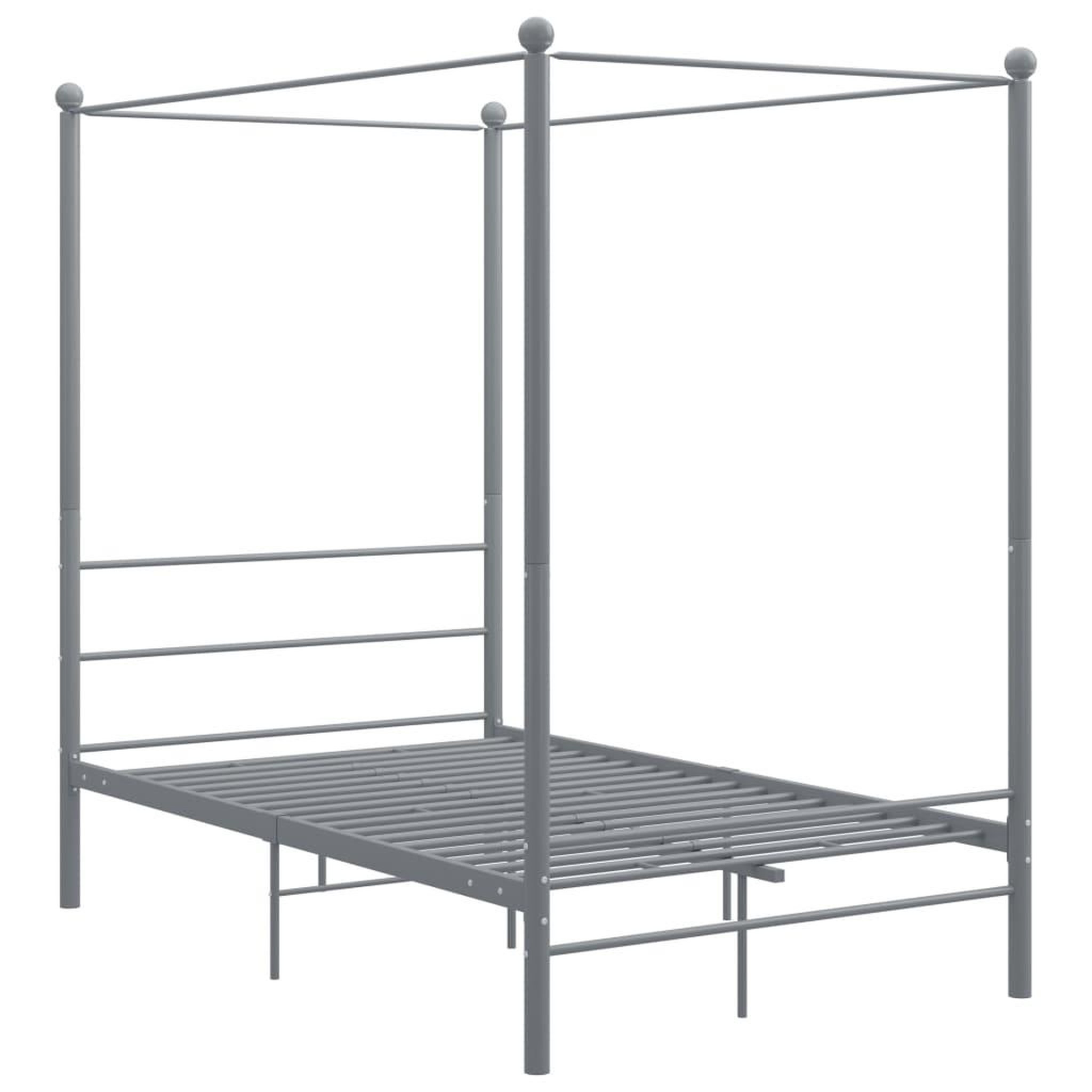 Voir la diapositive 2 : VIDAXL Cadre de lit a baldaquin Gris Metal 120x200 cm