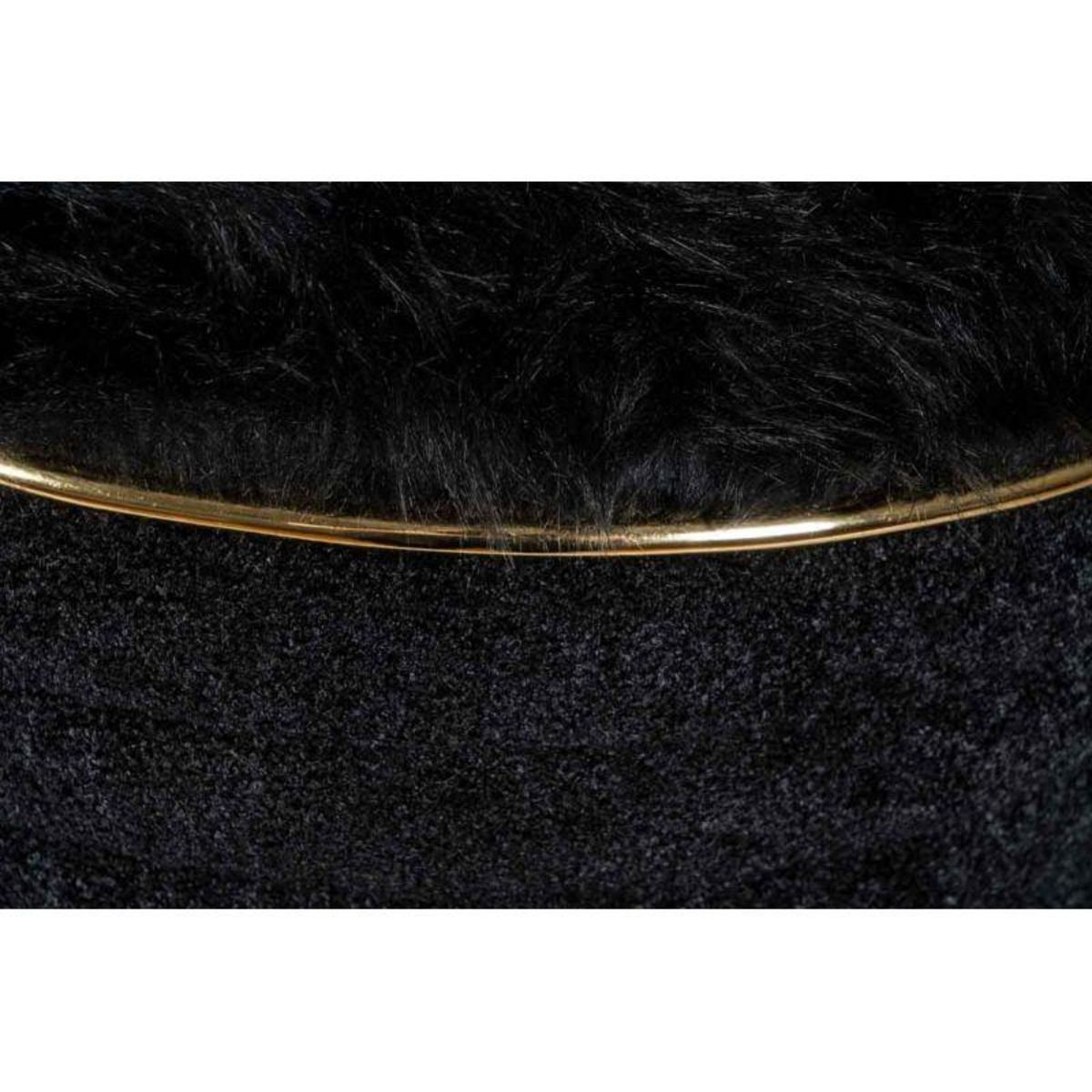 Paris Prix Tabouret Déco en Tissu  Doric  50cm Noir & Or