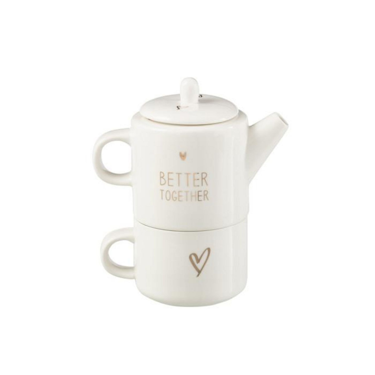 Paris Prix Théière Avec Tasse  Cœur  78cl Blanc