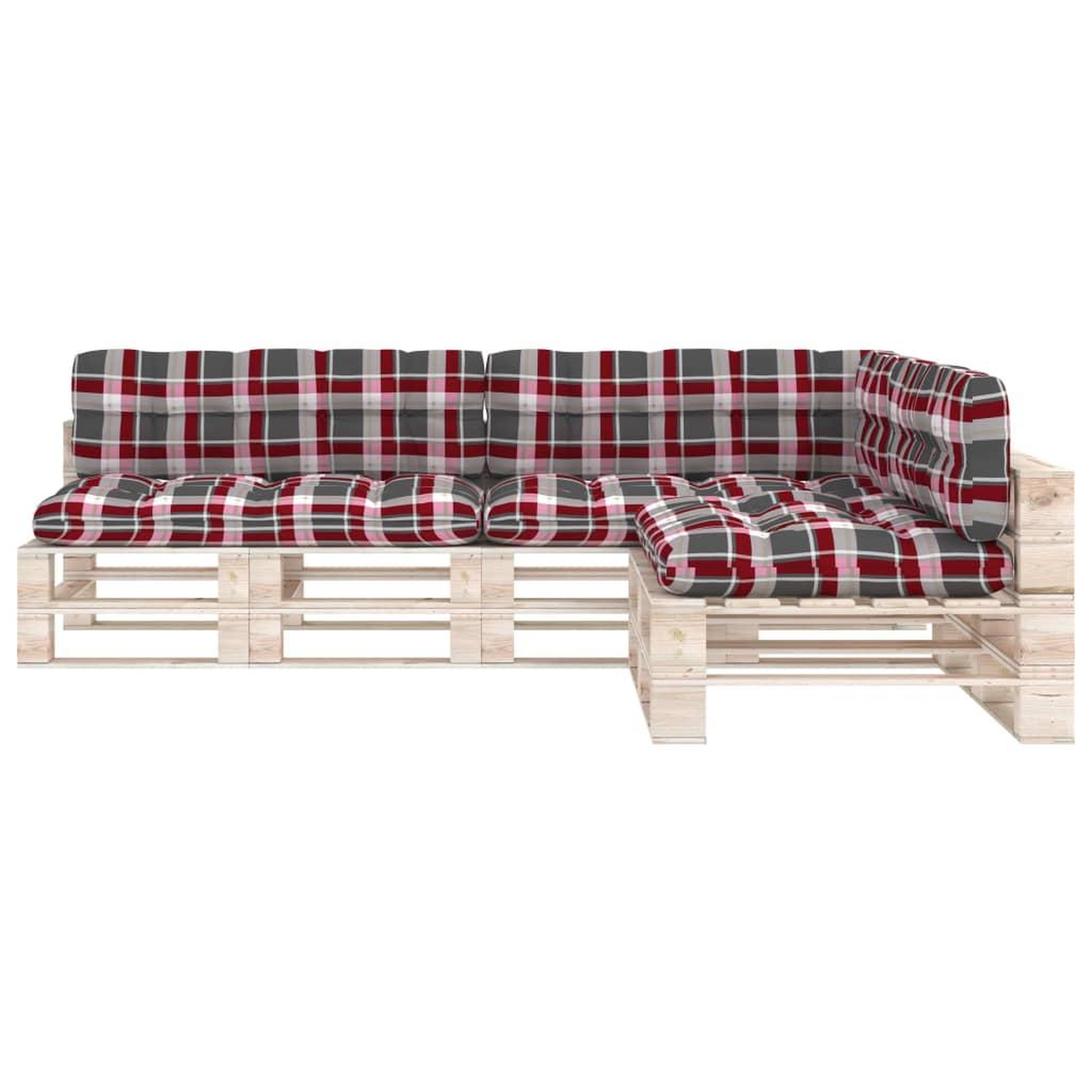 Voir la diapositive 3 : VIDAXL Coussins de canape palette lot de 7 Motif a carreaux rouge