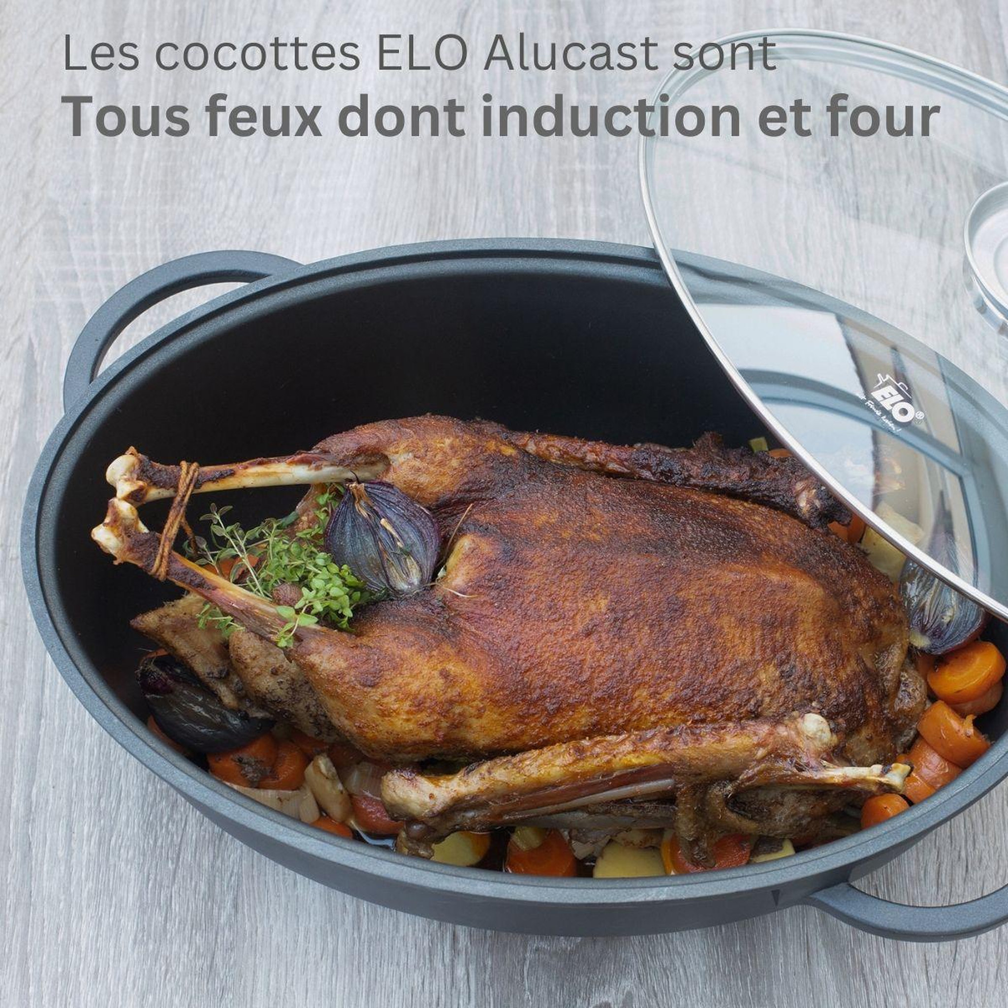 Voir la diapositive 4 : ELO Cocotte 38 x 25 cm en fonte aluminium antiadhésive 7 l elo alucast