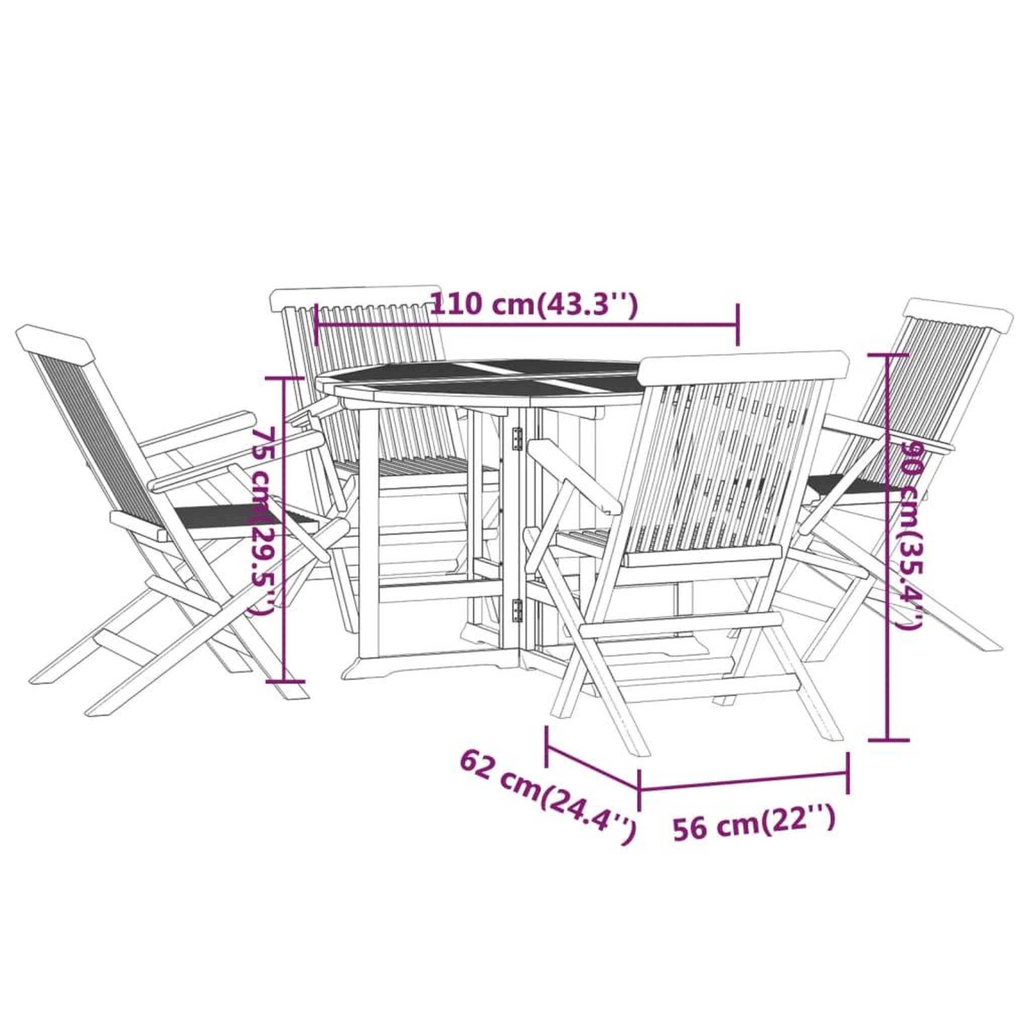 Voir la diapositive 6 : VIDAXL Ensemble a dîner d'exterieur pliable 5 pcs Bois solide de teck