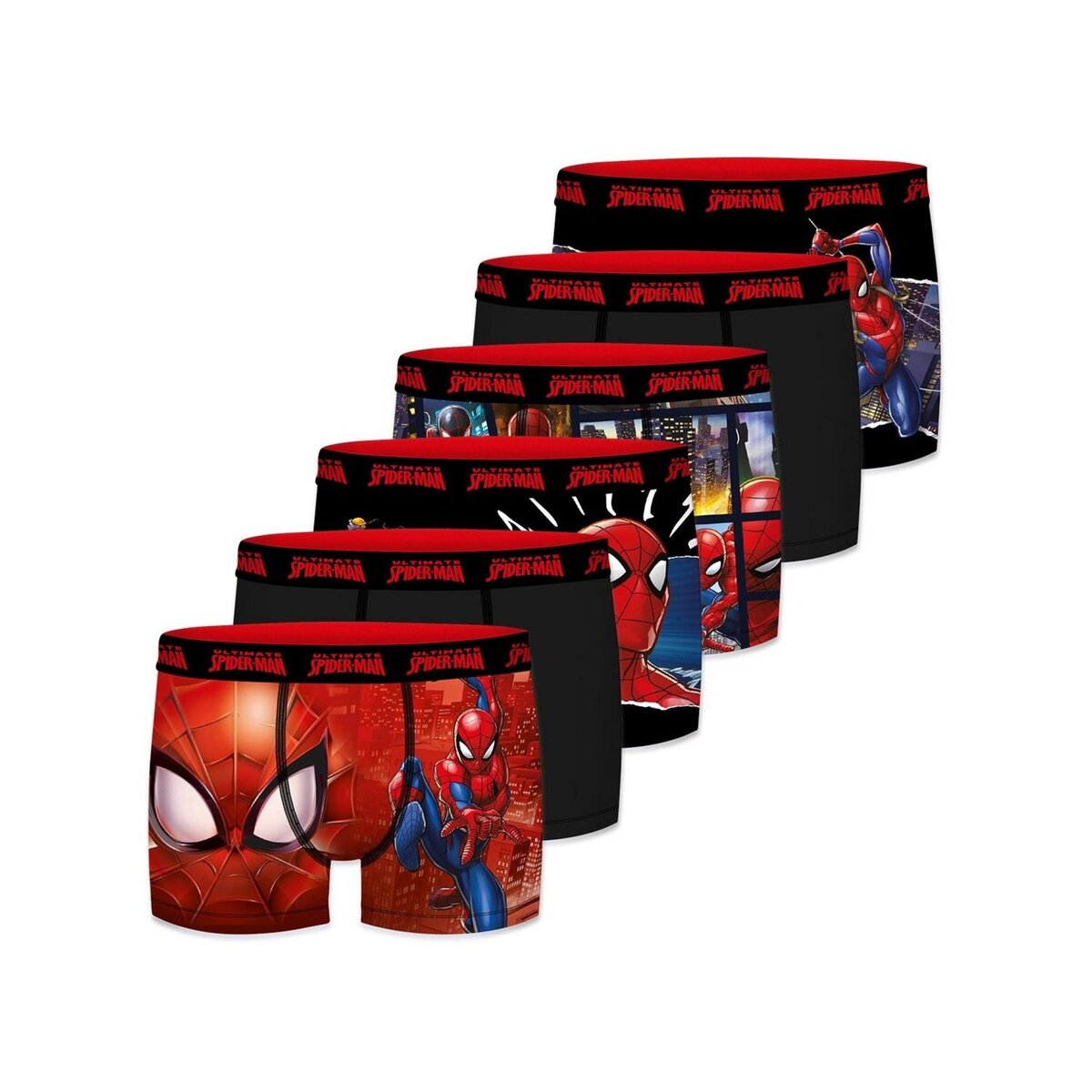 ULTIMATE SPIDER-MAN Lot de 6 Boxers garçon Spider-Man