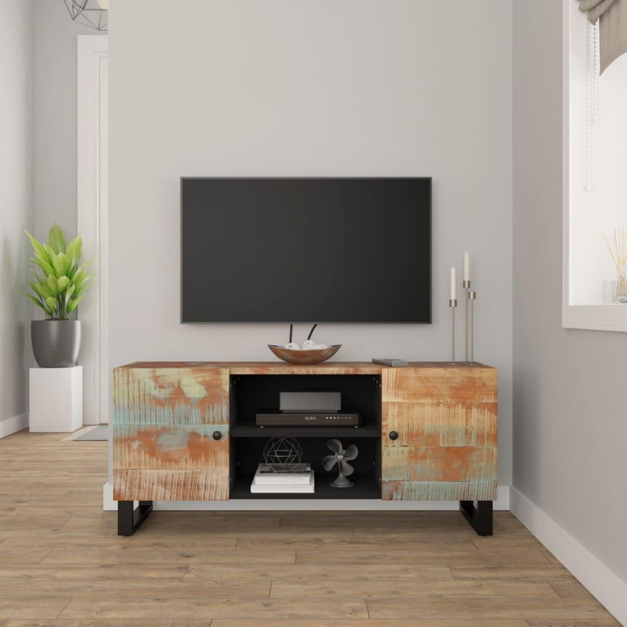 Voir la diapositive 1 : VIDAXL Meuble TV 105x33x46 cm Bois massif de recuperation