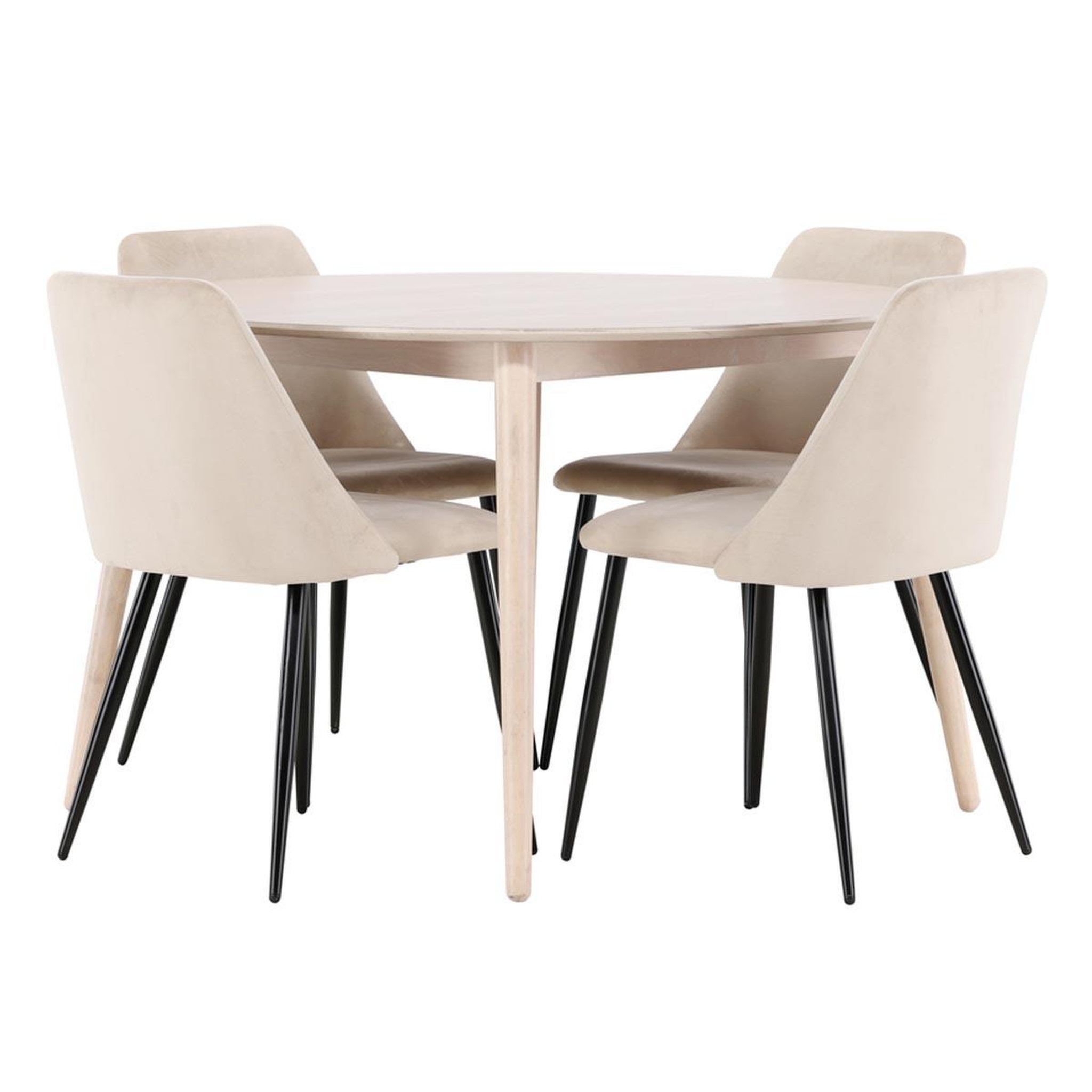 Paris Prix Ensemble table à manger & 4 chaises  flora & night  120cm naturel & beige
