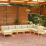Voir la diapositive 1 : VIDAXL Salon de jardin 8 pcs avec coussins creme Bois de pin massif