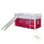 Voir la diapositive 2 : HomeStyle4U Lit mi-hauteur avec rideaux rose et toboggan