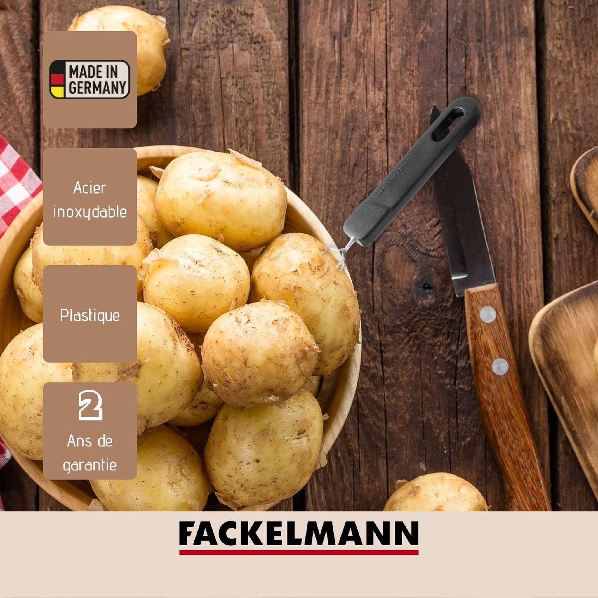 Voir la diapositive 5 : Fackelmann Duo presse-purée manuel et fourchette 3 dents pour pommes de terre fackelmann