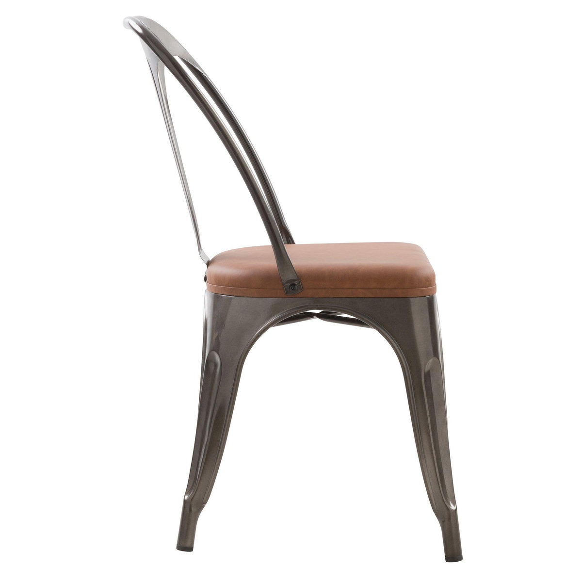 Rendez vous déco Lot de 2 chaises en métal gris et cuir synthétique marron-Charly