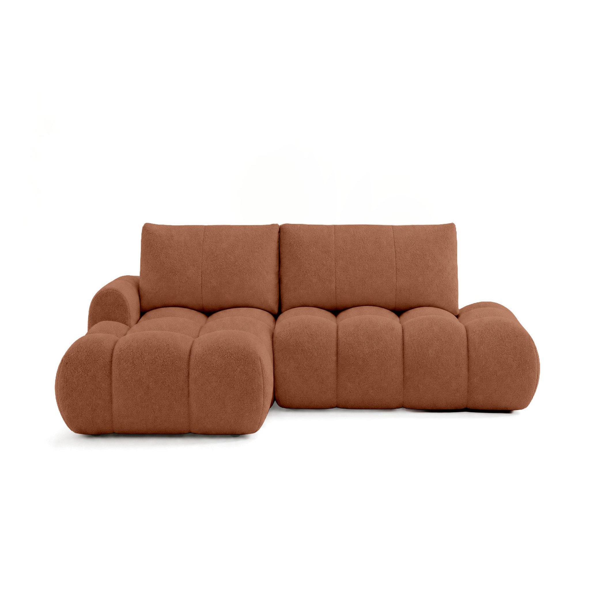 Voir la diapositive 1 : BEST MOBILIER Yulin - canapé d'angle ouvert gauche 4 places convertible avec coffre en tissu bouclette