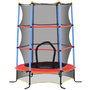 Voir la diapositive 1 : HOMCOM Trampoline de jardin enfant Ø 1,75 x 1,90H m filet de sécurité porte zipée couvre-ressorts + 6 poteaux rembourrés inclus rouge bleu noir