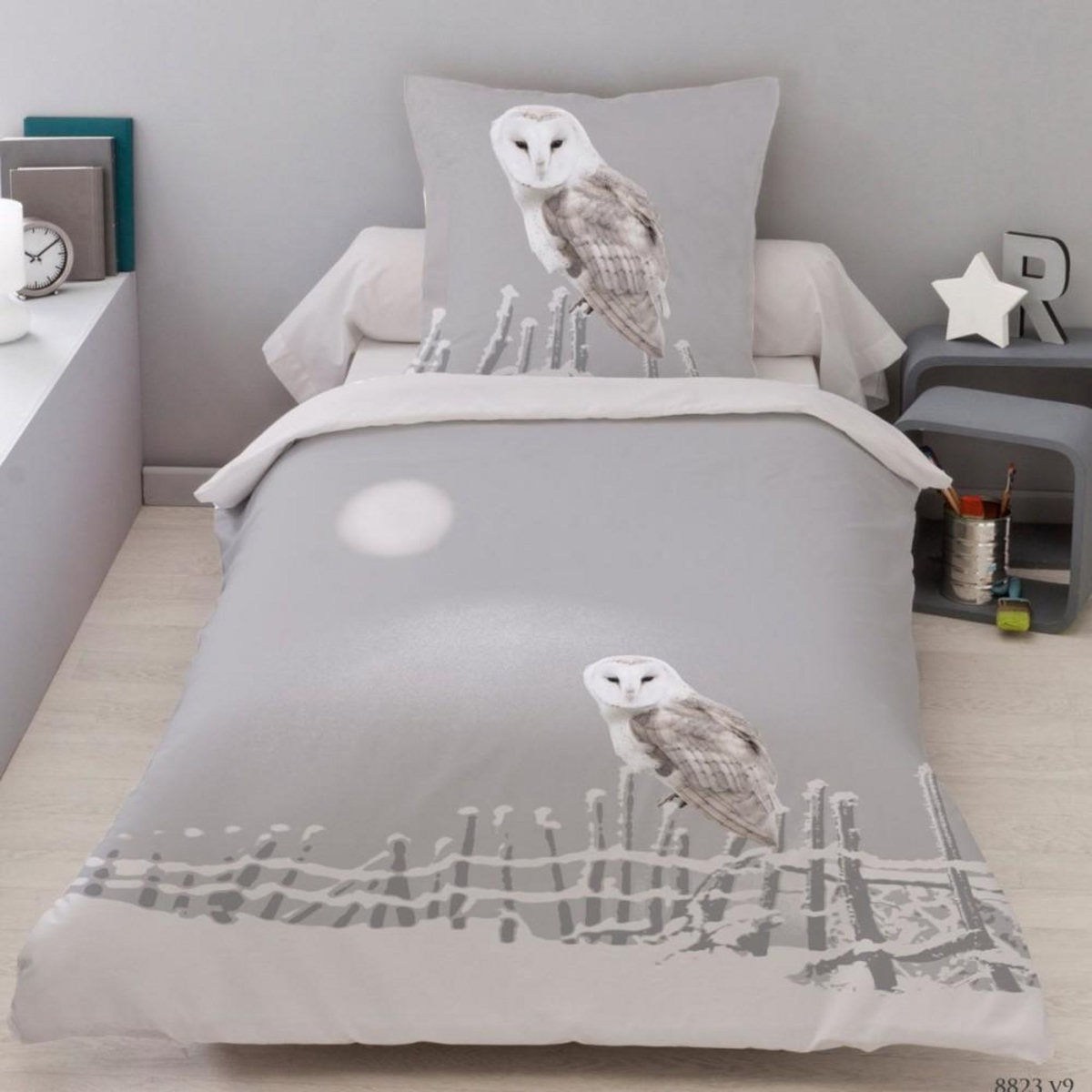 Dourev Housse de couette 140x200 CHOUETTE + 1 taie