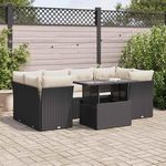 VIDAXL Salon de jardin 7 pcs avec coussins noir resine tressee