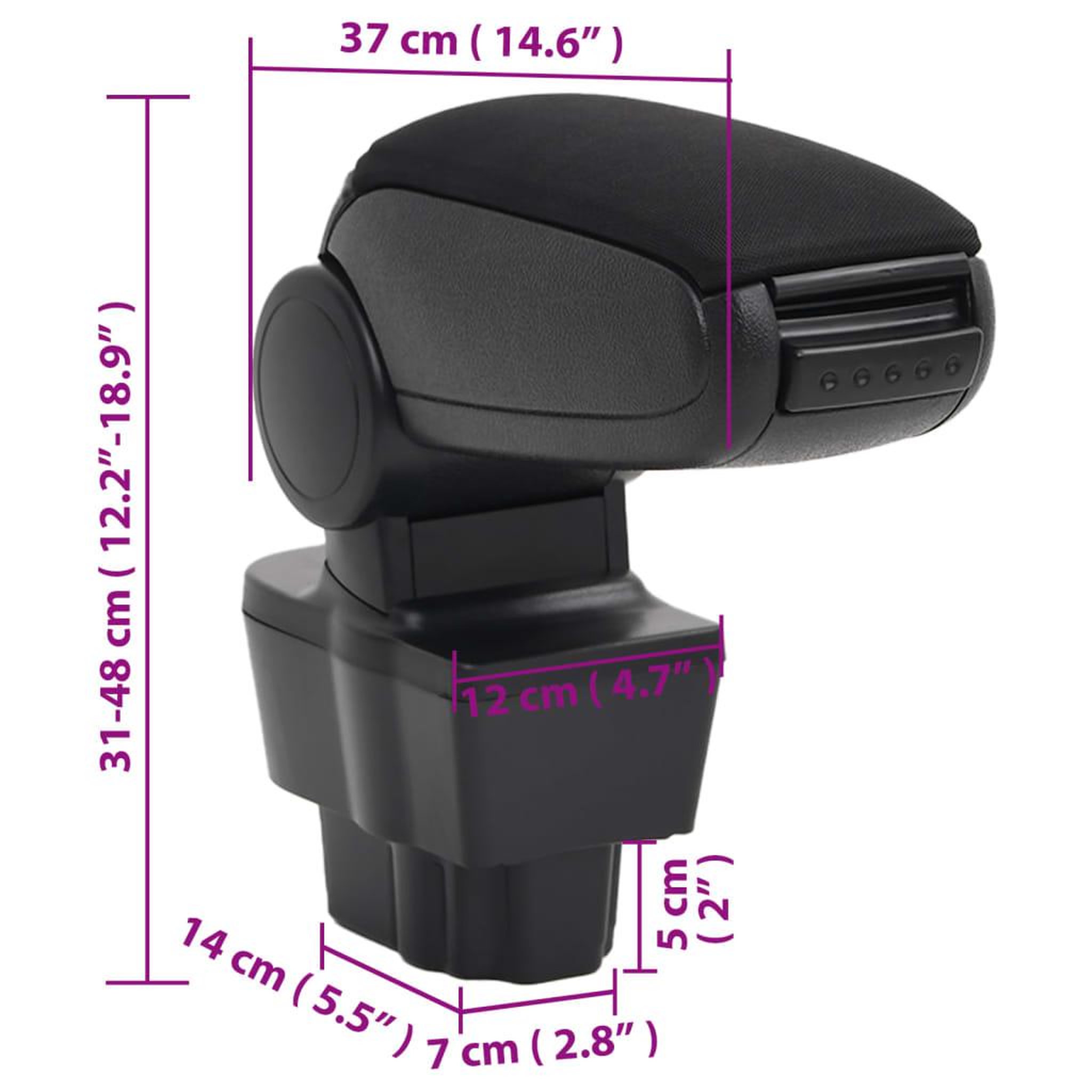Voir la diapositive 6 : VIDAXL Accoudoir de voiture noir 12x37x(31-48) cm ABS