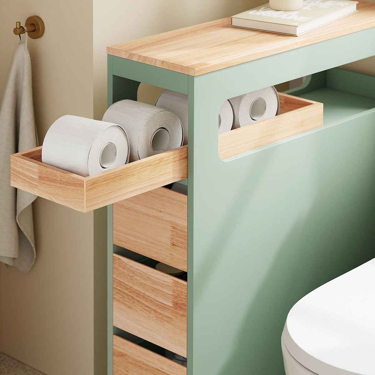 SOBUY SoBuy - Meuble bas de salle de bain à 4 tiroirs - Nordique - BZR54-II